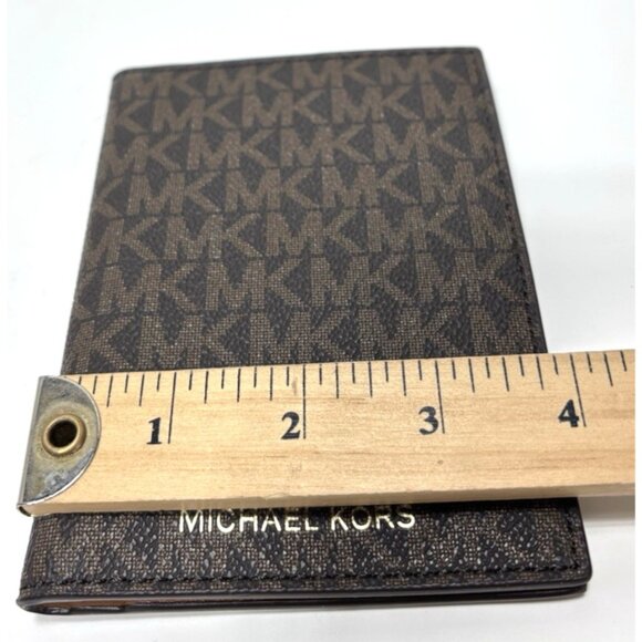 Michael Kors Women’s Fold Wallet Designer Document Carrier Brown Leather Mini - Picture 7 of 10